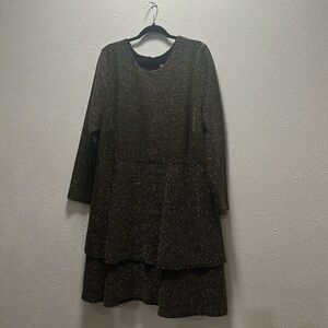 Chic Layered Black and Gold Dress